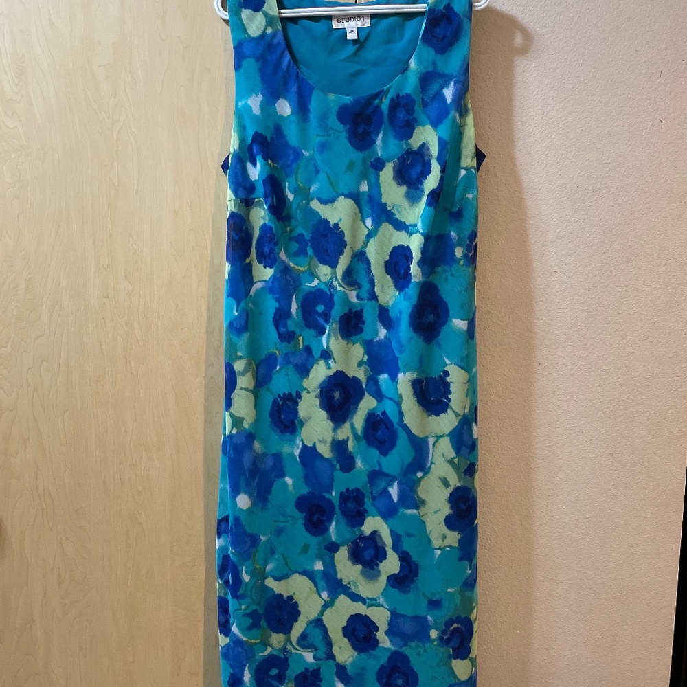Gorgeous Blue/Green/White Vintage Floral Maxi Dress - Sz 18W